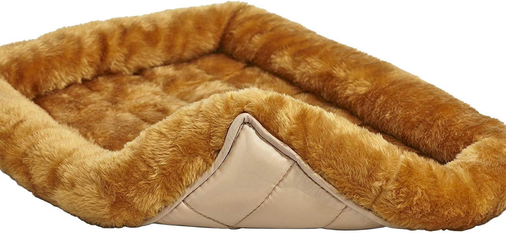 QuietTime XXS Dog Bed – Cinnamon Faux Fur Bolster, Ultra-Soft and Machine Washable, Fits 18-Inch Crates and Carriers, for Small Dogs and Cats